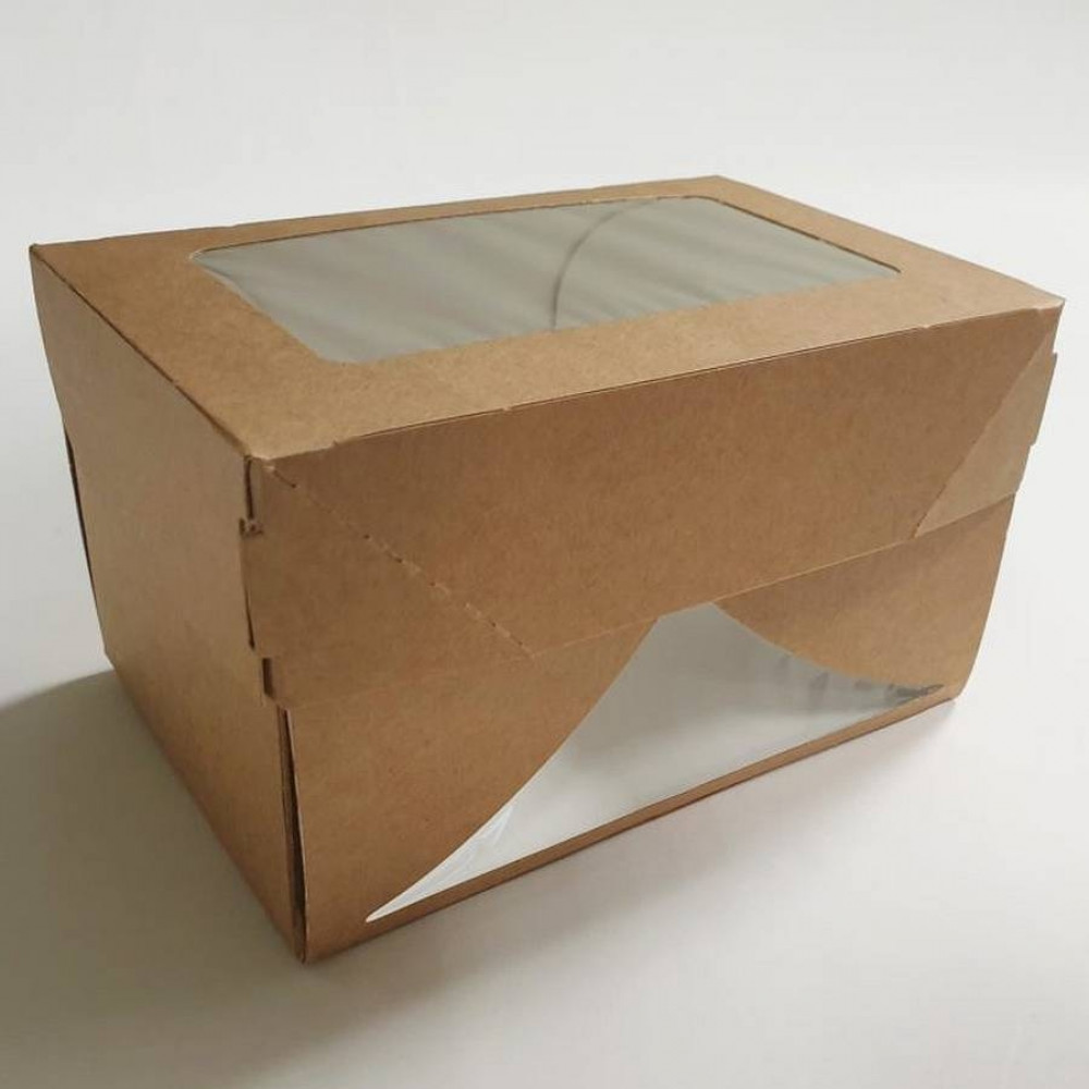 Коробка CandyBox1200 мл с окном 150*100*85 мм крафт картон