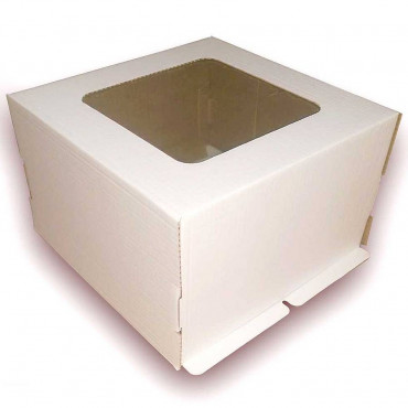 Крышка с окном коробки для торта 300*300*300 мм бел./крафт