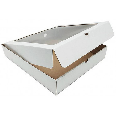 Коробка для пирога с окном 300x300x60 мм бел.-крафт