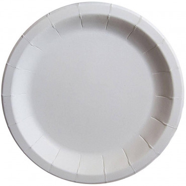 Тарелка бумажная белая с бортом ламинированная d=230 мм