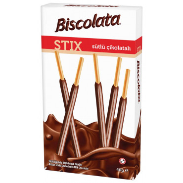 Палочки бисквитные Biscolata STIX мол. шоколад 40 г