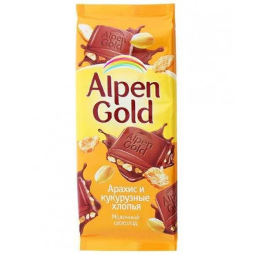 Шоколад Альпен Голд Арахис и Кукурузные Хлопья AlpenGold 90г