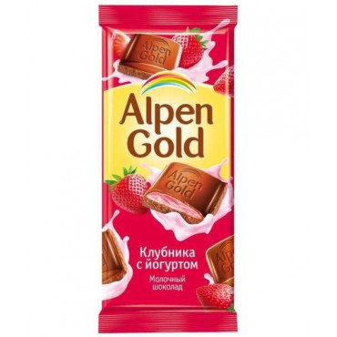 Шоколад Альпен Голд Клубника с Йогуртом Alpen Gold 90г