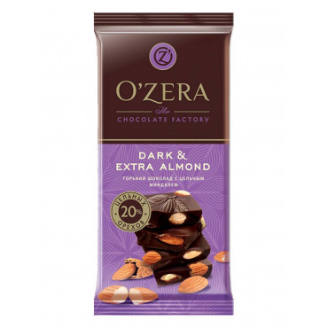 Шоколад O"Zera Dark & Extra Almond темный с цел. миндалем 90 г