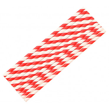 Бумажные трубочки Леденец бело-красная полоска 200мм d=6мм (250 шт)