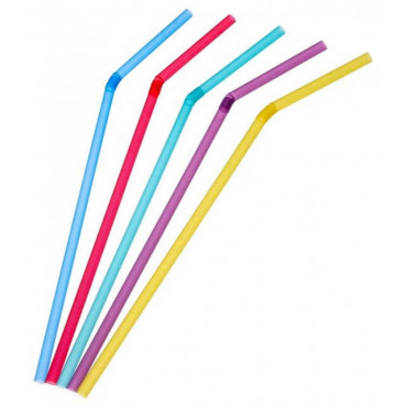 Пластиковые трубочки цветные с изгибом 210мм d=5мм